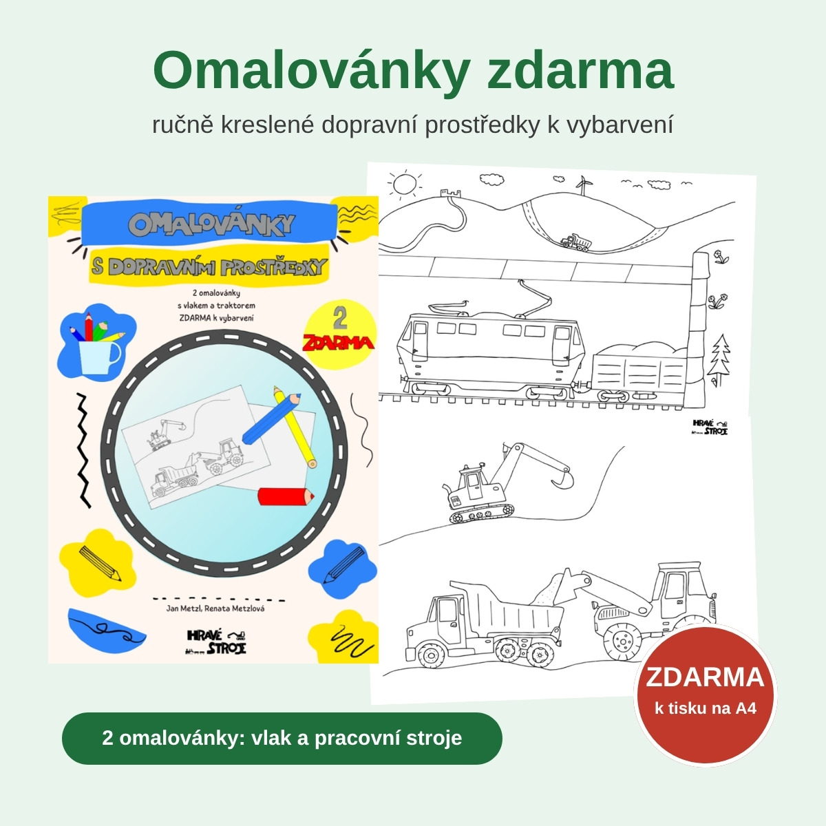 Omalovánky zdarma – vlak a traktor k vybarvení